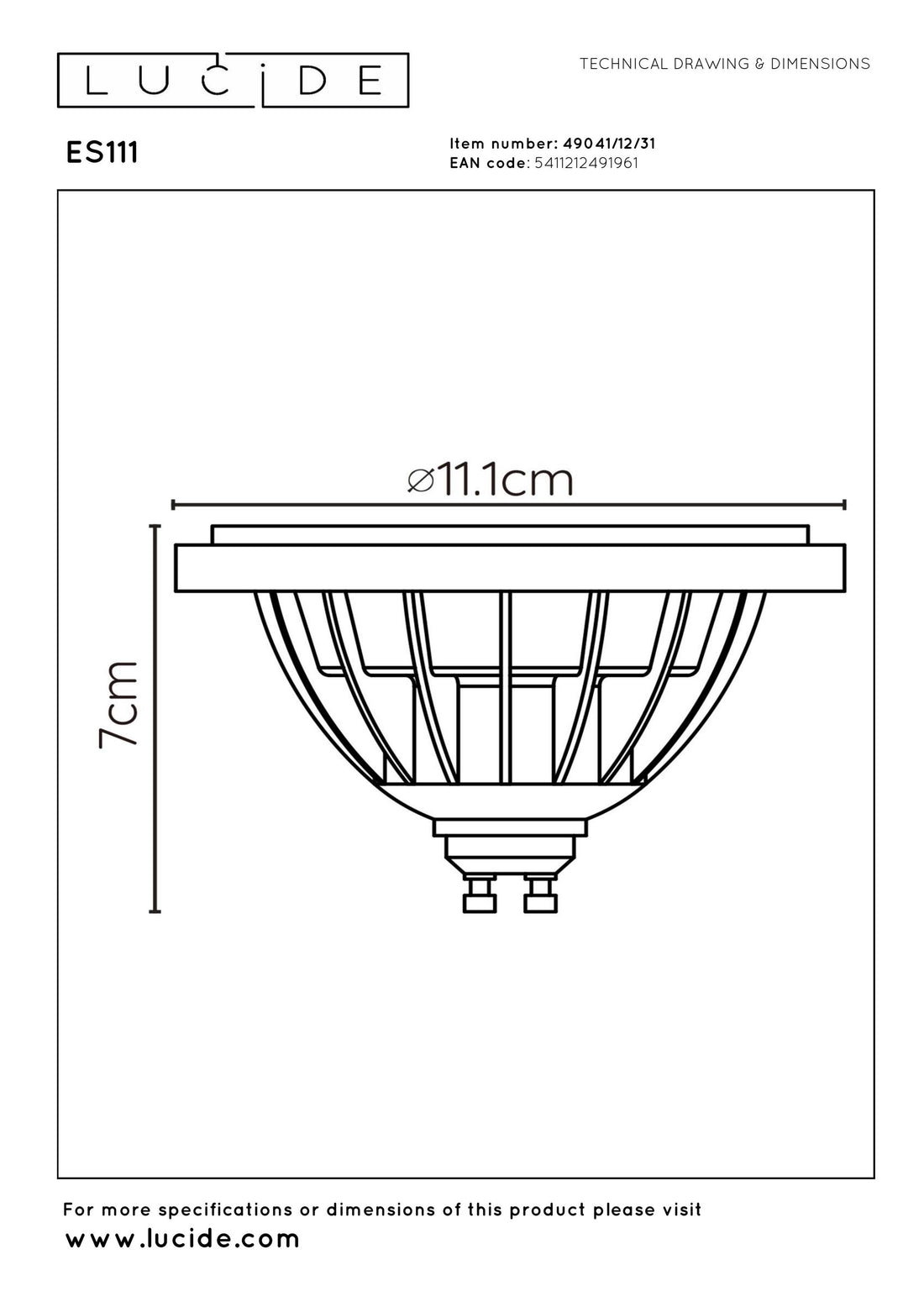Ampoule LED GU10 réflecteur blanche, 12 W | Lucide