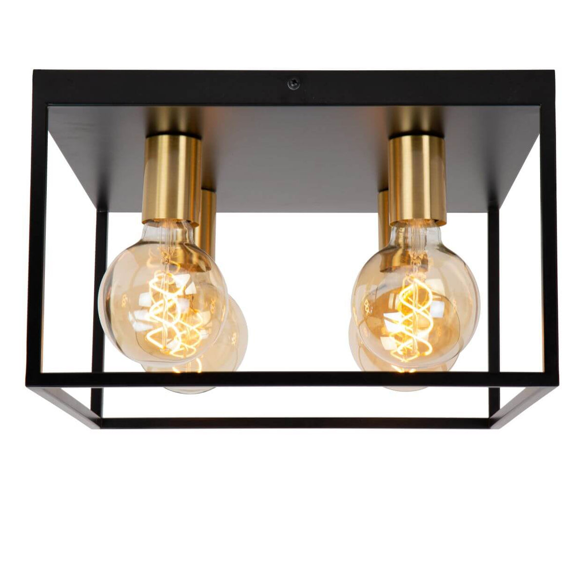 Plafonnier Ruben 4 lumières noir et doré mat, L 36 cm