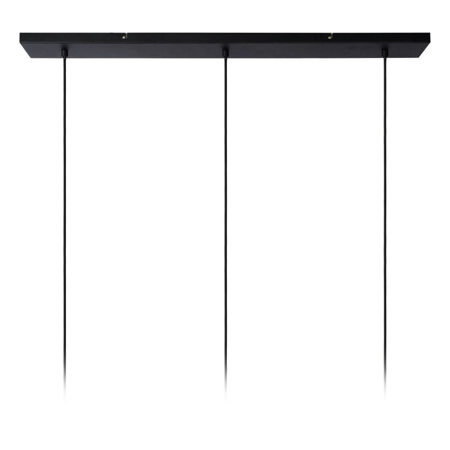 Suspension Magius 3 lumières bois clair et noire, rotin