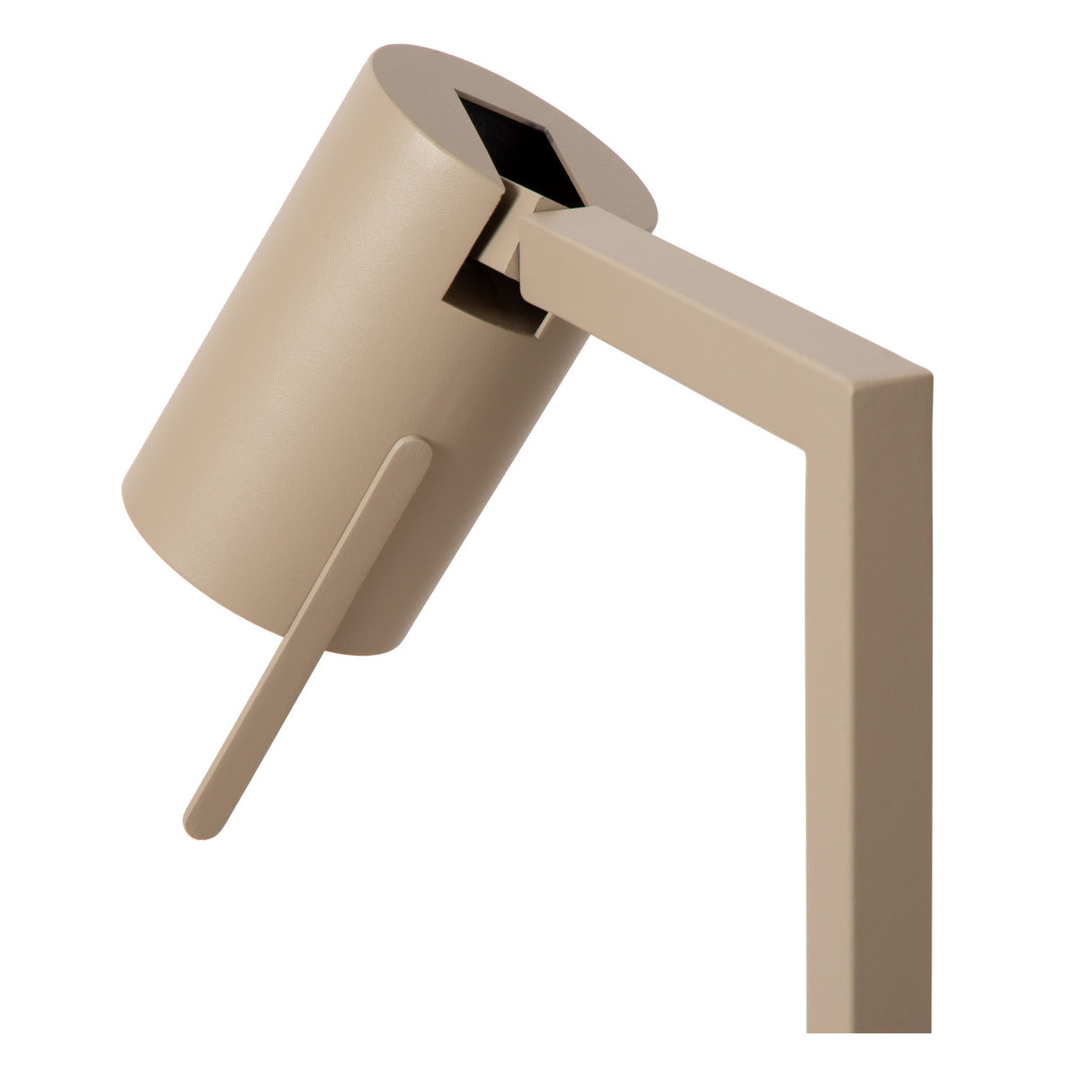 Détail de l'articulation carrée entre la tête cylindrique et le bras.