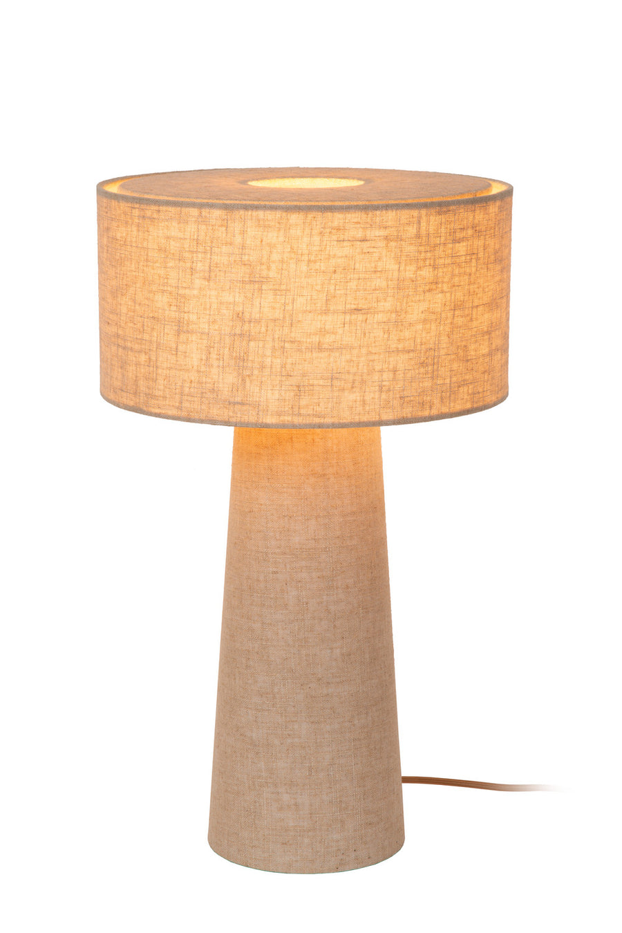 Lampe à poser Leeroy taupe, lin, H 50 cm
