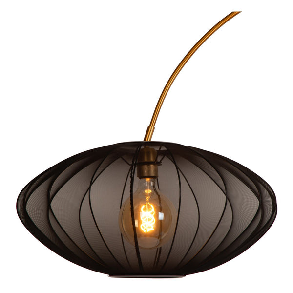 Lampadaire Corina noir et doré mat, tissu