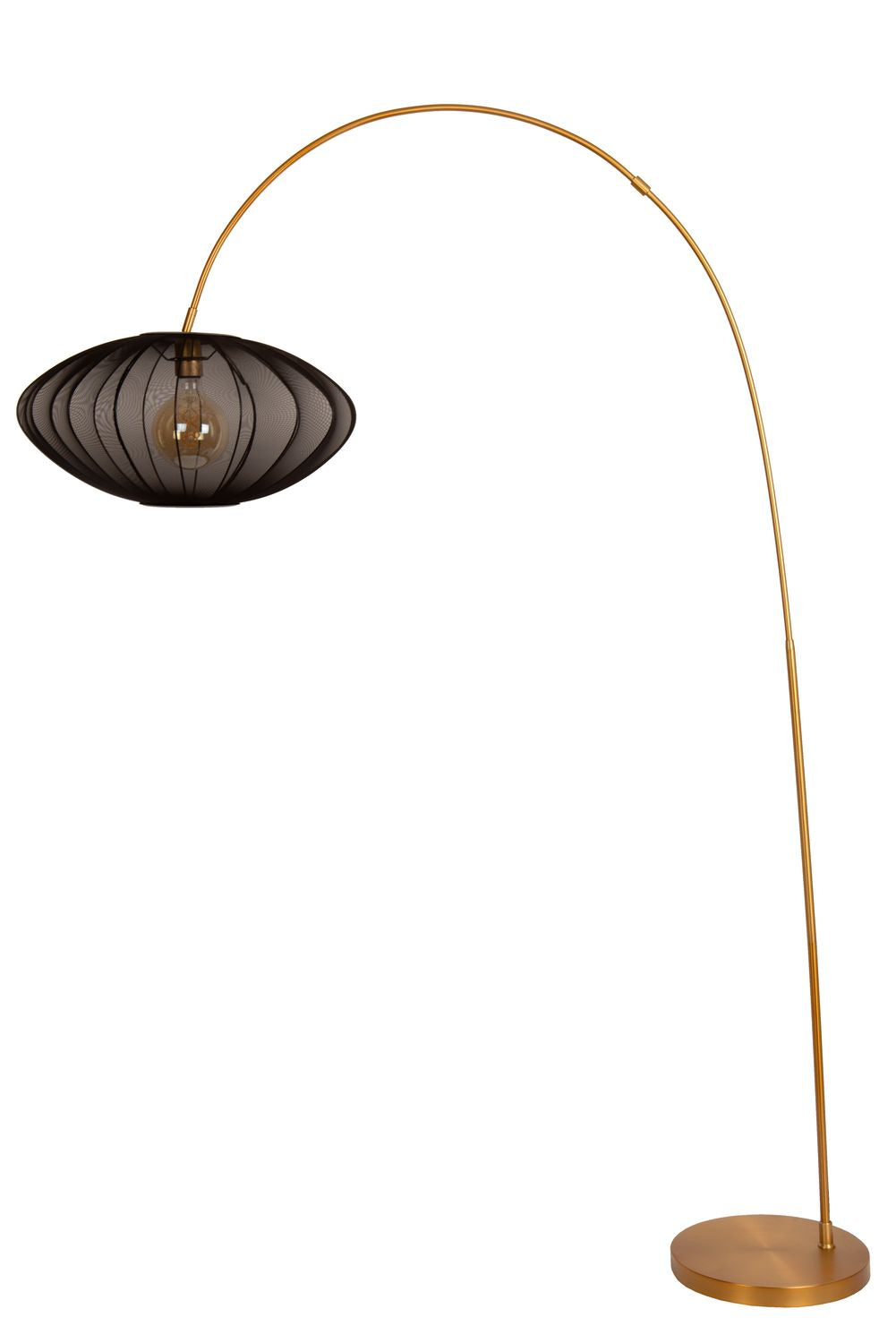 Lampadaire Corina noir et doré mat, tissu