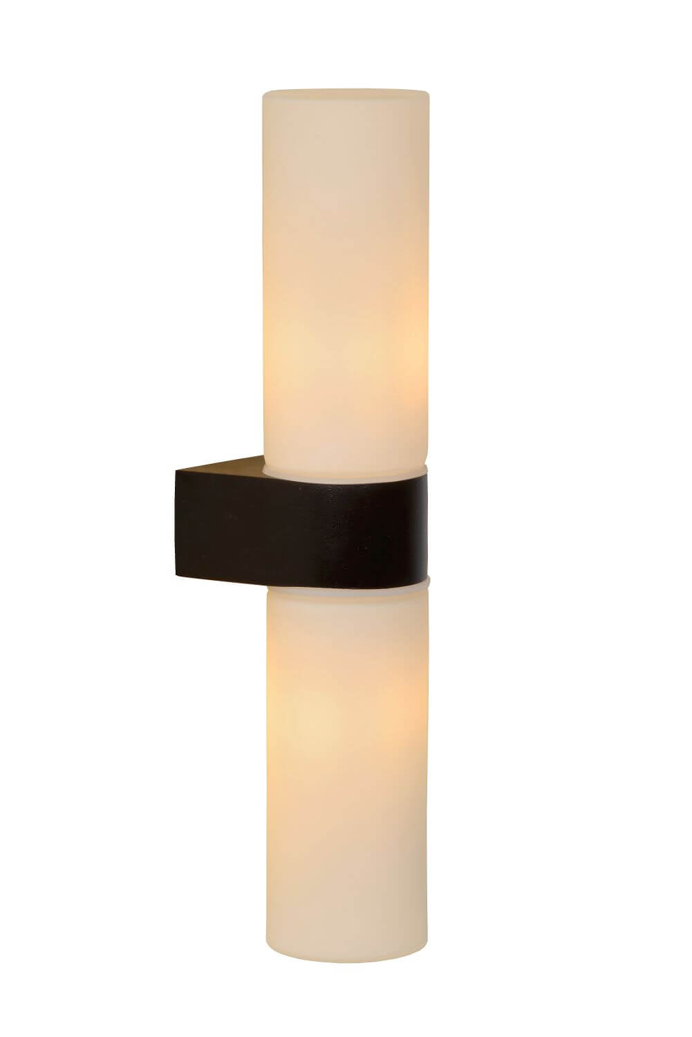 Applique murale Jesse 2 lumières noire et opale, verre