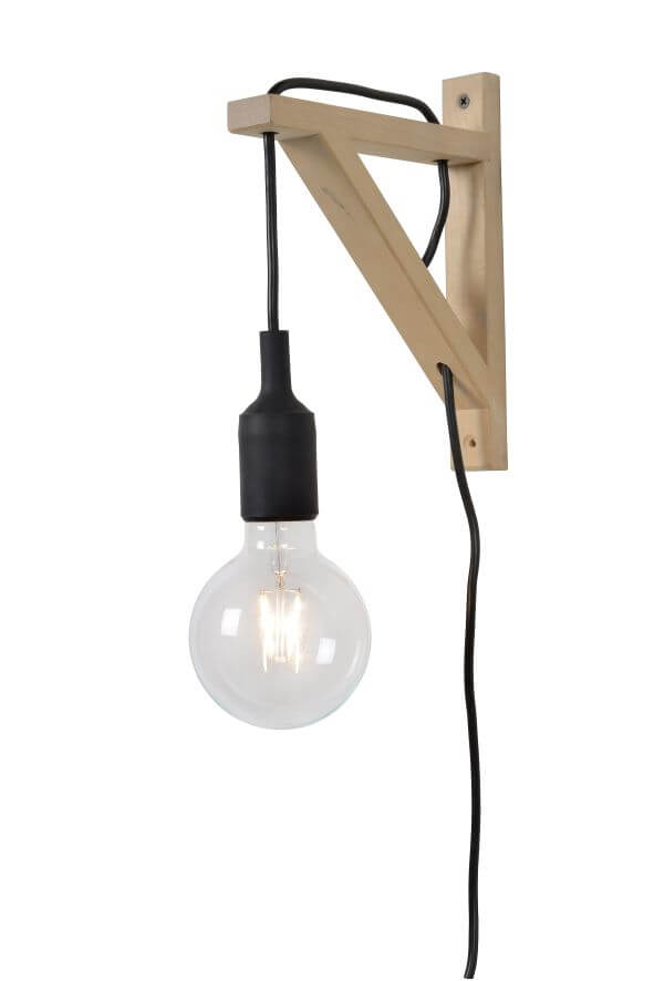 Applique murale FIX noire et bois clair