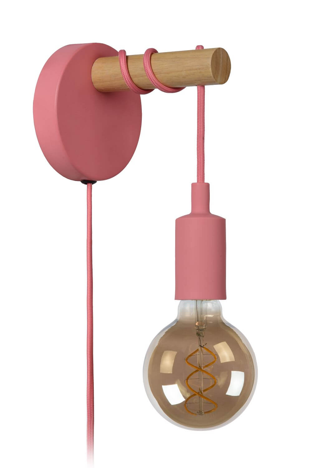 Applique murale Pola rose et bois clair