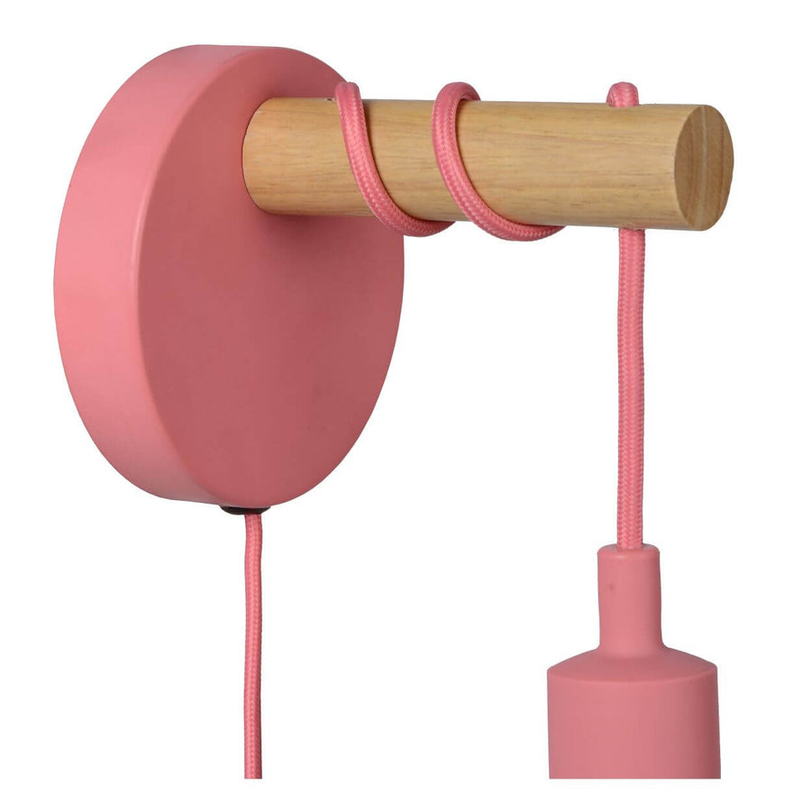 Applique murale Pola rose et bois clair