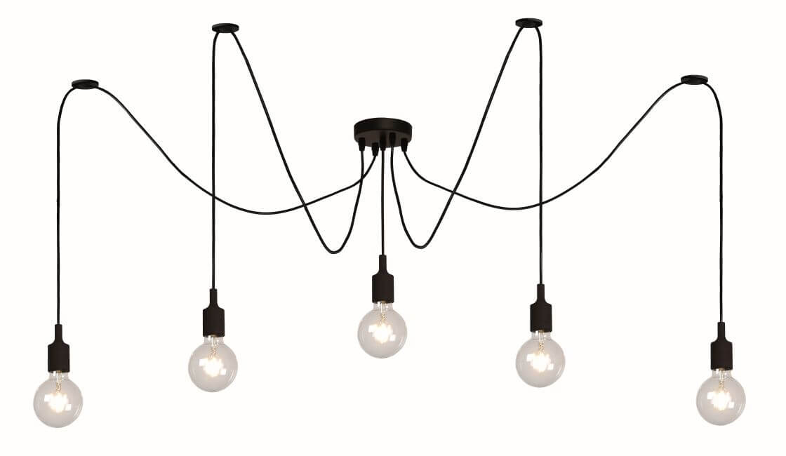 Suspension FIX 5 lumières noire