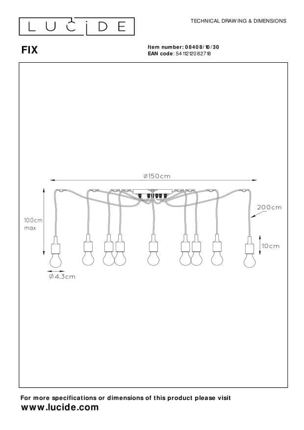 Suspension FIX 10 lumières noire