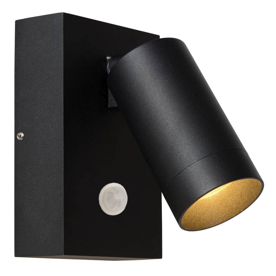 Vue de trois quarts sur fond blanc, projecteur orientable et détecteur visibles.