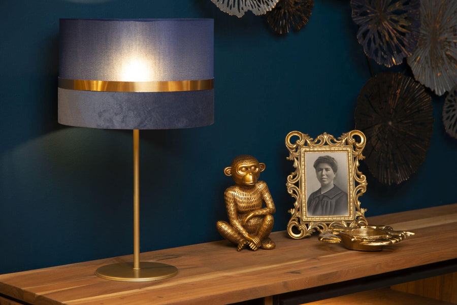 Lampe à poser Extravaganza Tusse bleu et dorée, lin