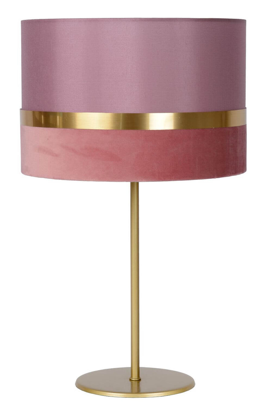 Second angle du luminaire détouré, montrant la doublure satinée et le pied laiton