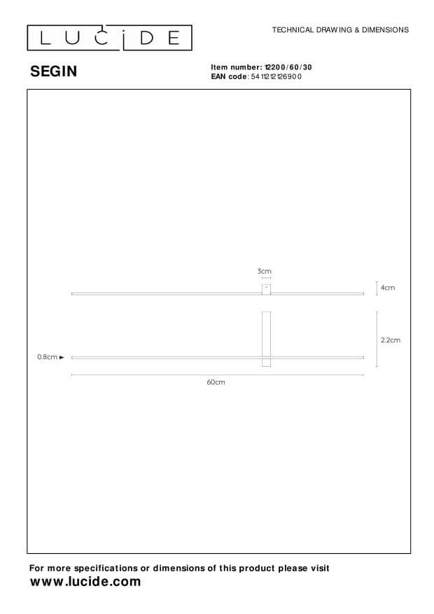 Applique murale Segin noire, L 60 cm