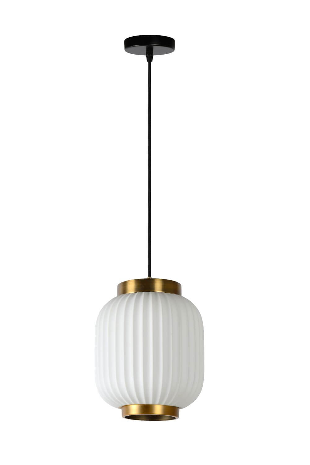 Produit de face éteint, porcelaine blanche à côtes verticales et finitions dorées