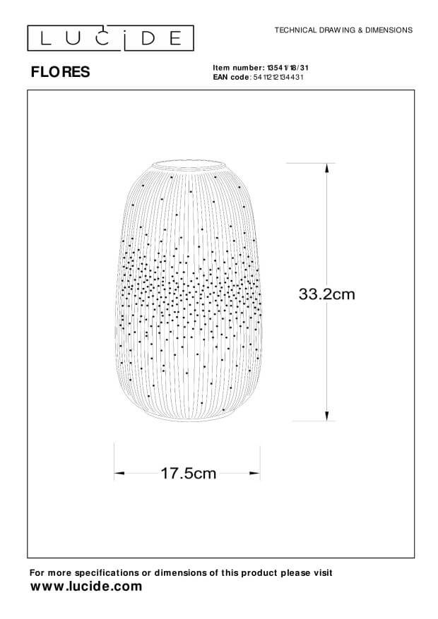 Lampe à poser Flores blanche, porcelaine, H 33,2 cm