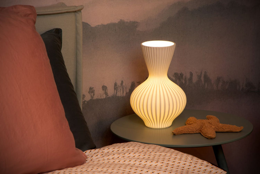 Lampe à poser Momoro blanche, porcelaine, H 29,4 cm