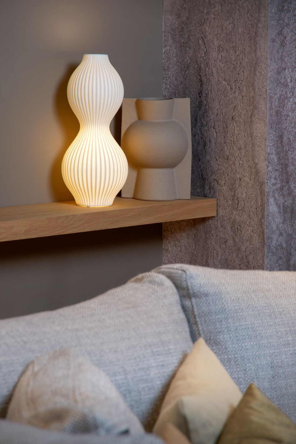 Lampe à poser Momoro blanche, porcelaine, H 40,2 cm