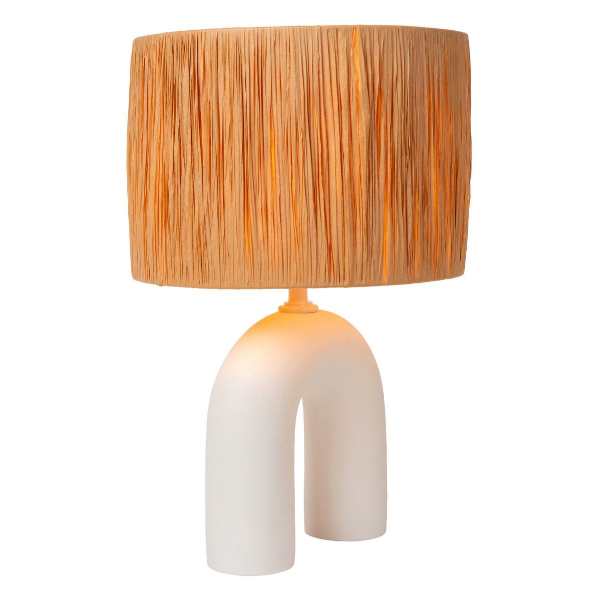 Lampe à poser Ronda blanche, rotin