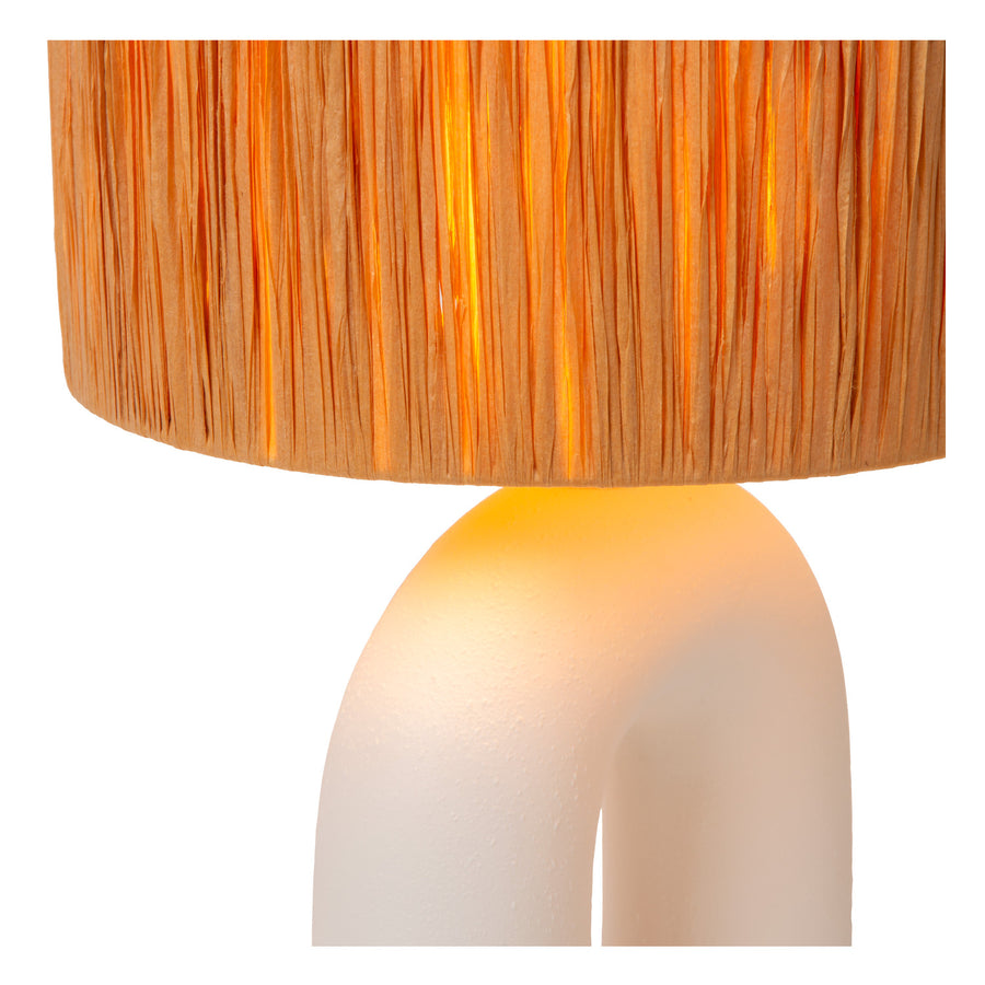 Lampe à poser Ronda blanche, rotin