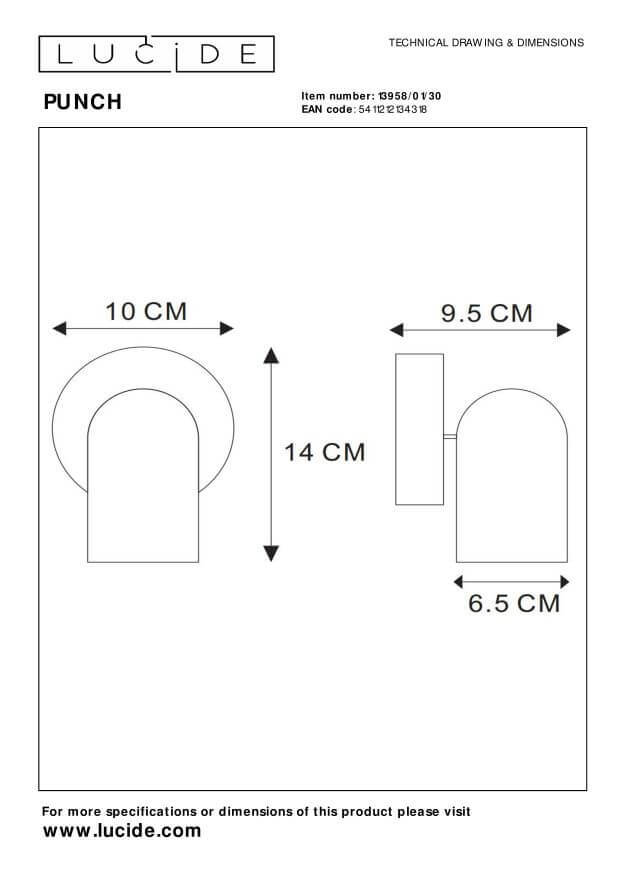 Applique murale Punch noire