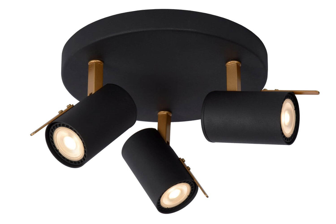 Plafonnier Grony 3 lumières noir et doré mat