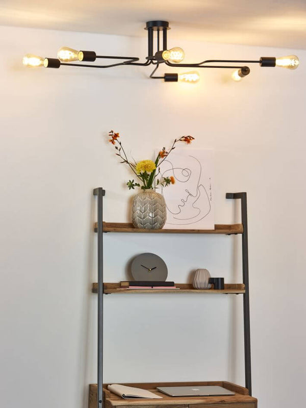 Plafonnier Lester 6 lumières noir
