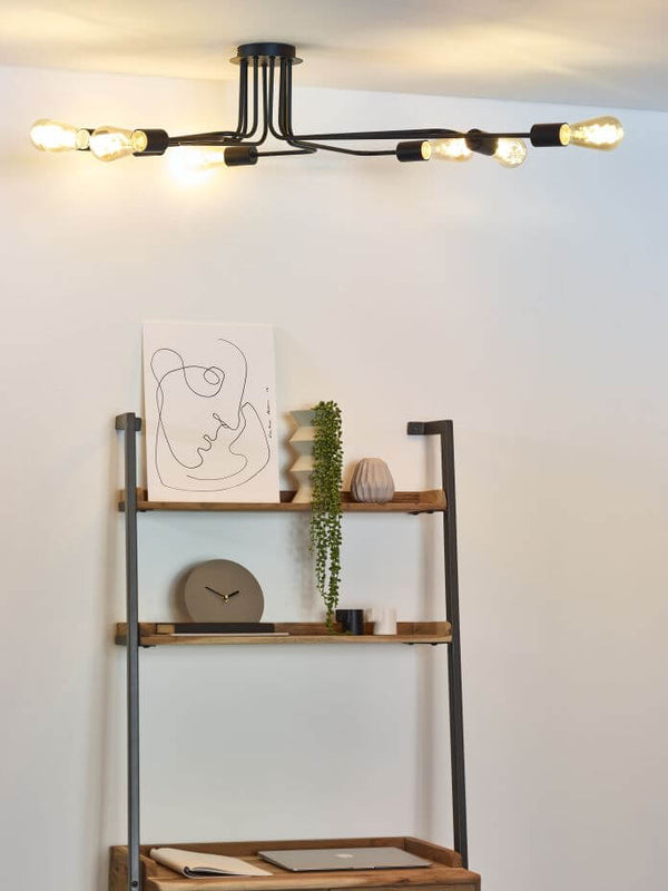 Plafonnier Lester 8 lumières noir