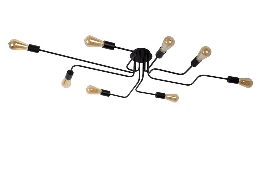 Plafonnier Lester 8 lumières noir