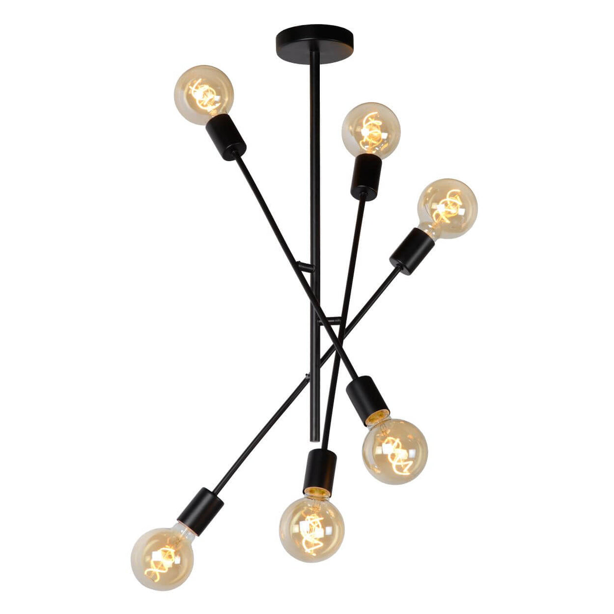 Plafonnier Lester 6 lumières noir et nickel