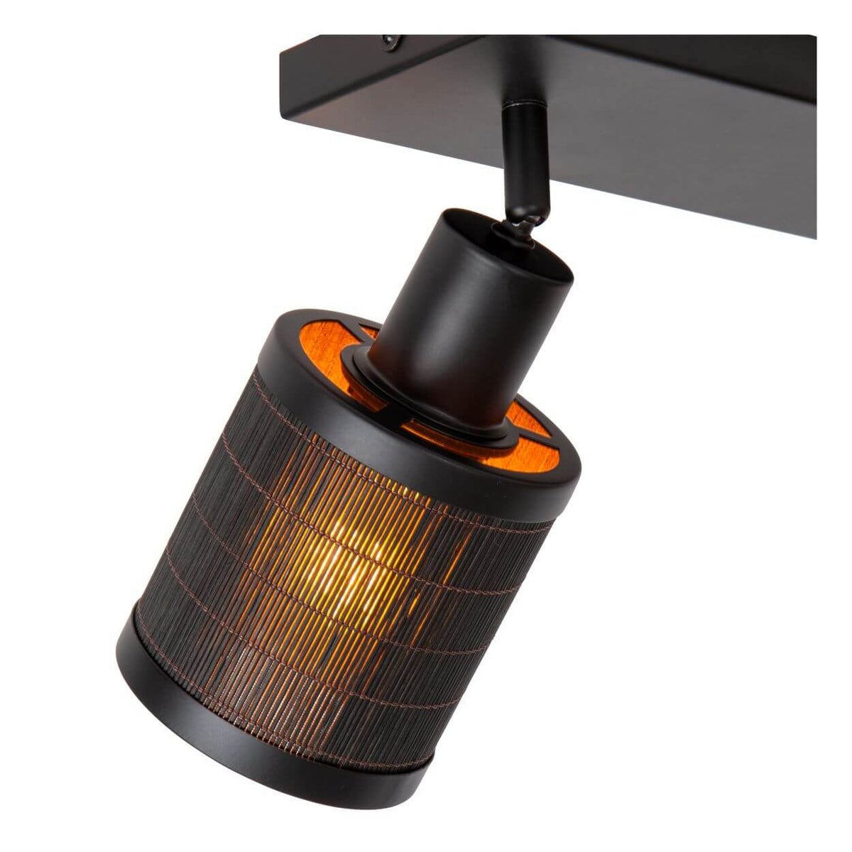Plafonnier Tagalog 2 lumières noir et bois clair