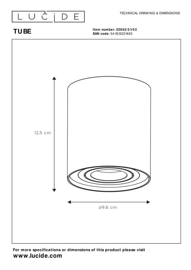 Plafonnier Tube doré mat (22952/01/02)