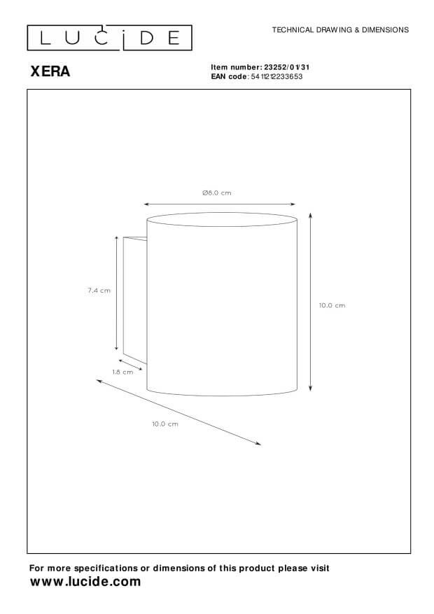 Applique murale Xera blanche, H 10 cm (23252/01/31)