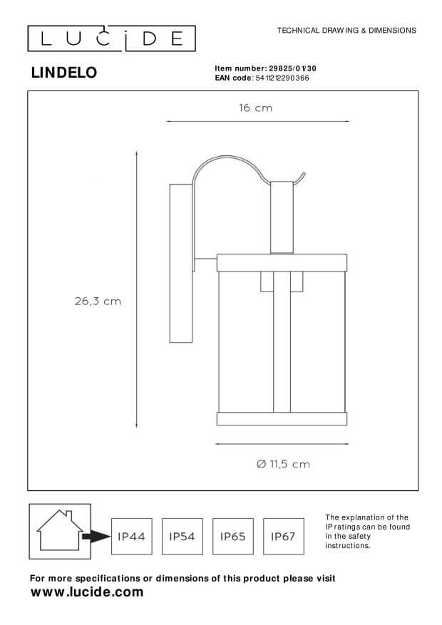 Applique extérieure Lindelo noire