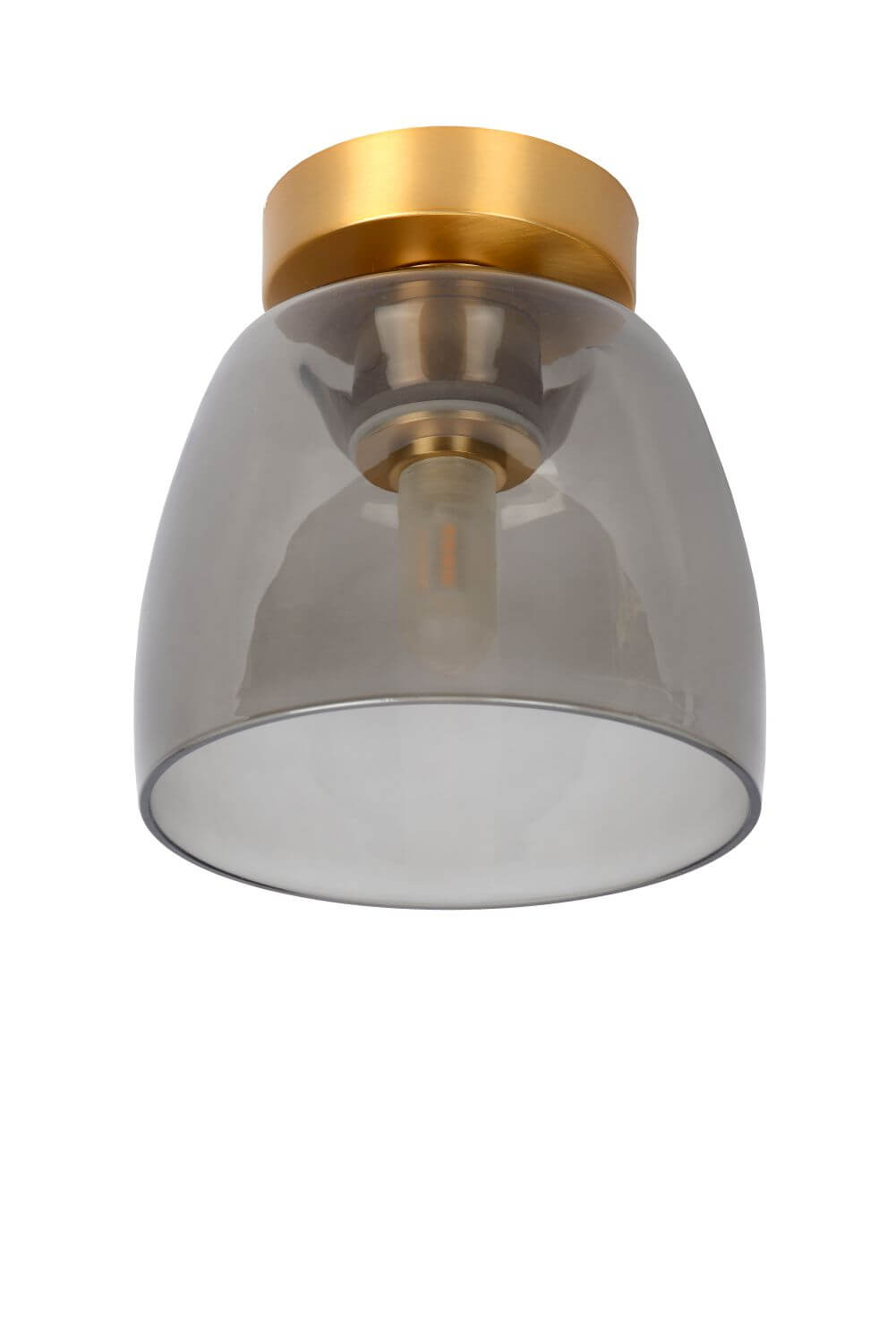 Plafonnier Tyler doré mat et fumé, verre
