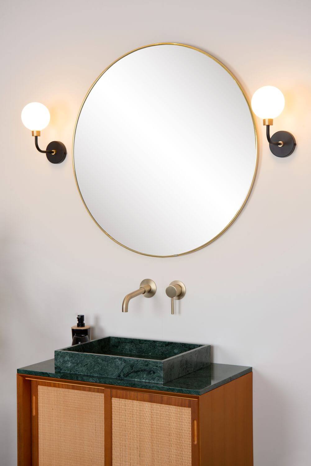 Applique murale Berend noire et dorée mat, verre