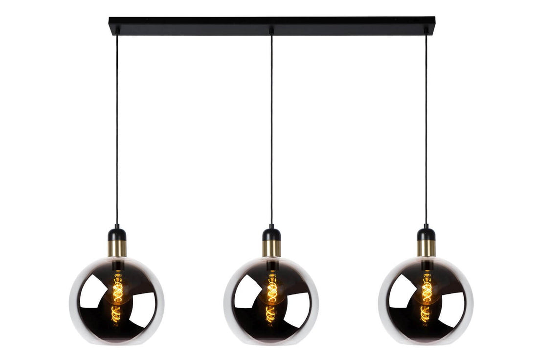Suspension Julius 3 lumières fumée et grise, verre