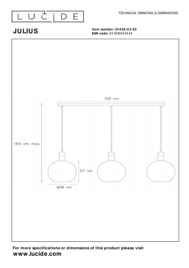 Suspension Julius 3 lumières fumée et grise, verre