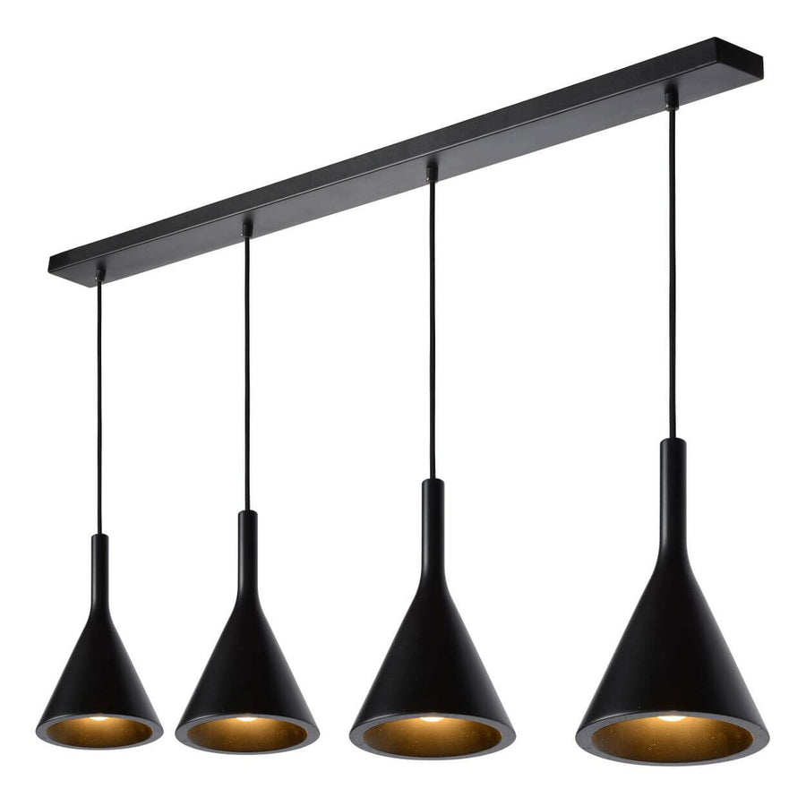 Suspension Gipsy 4 lumières noire, céramique