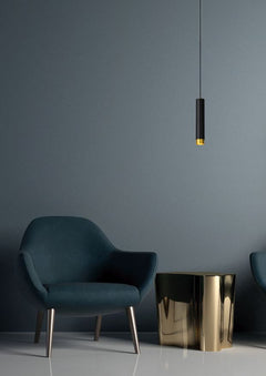 Suspension Floris noire et dorée mat
