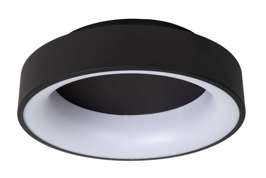 Produit de face éteint sur fond blanc, diffuseur blanc et cerclage noir mat
