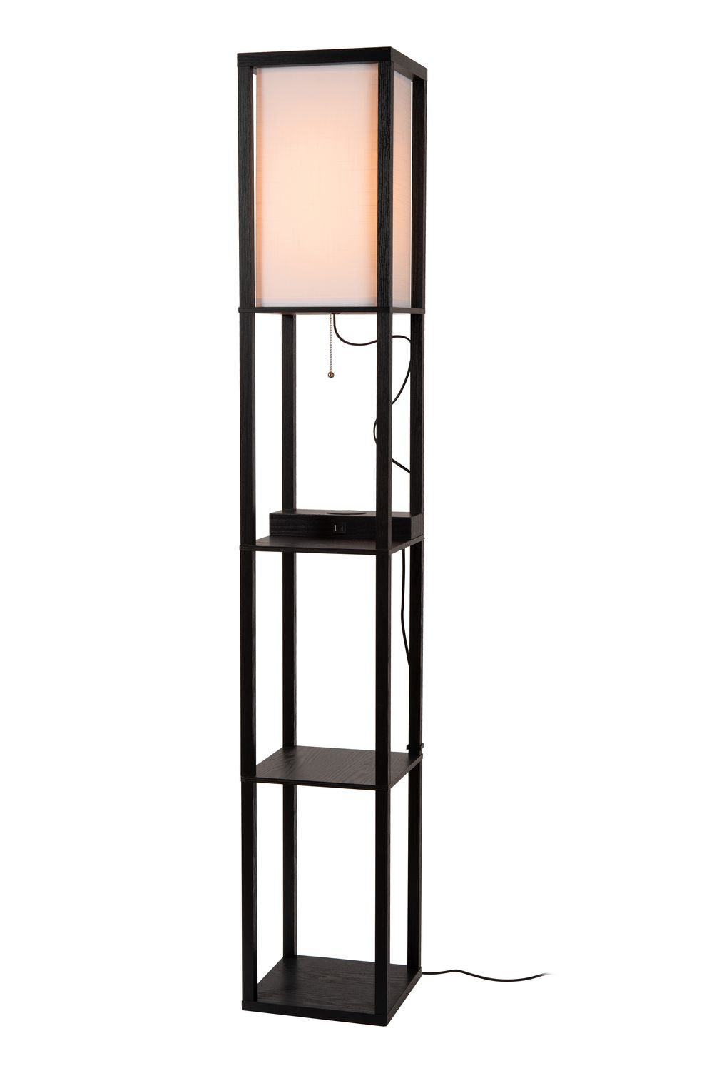 Lampadaire Menno noir et beige, coton, H 162,7 cm