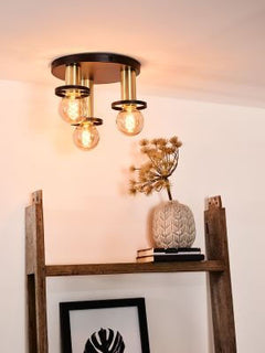 Plafonnier Anaka 3 lumières noir et doré mat