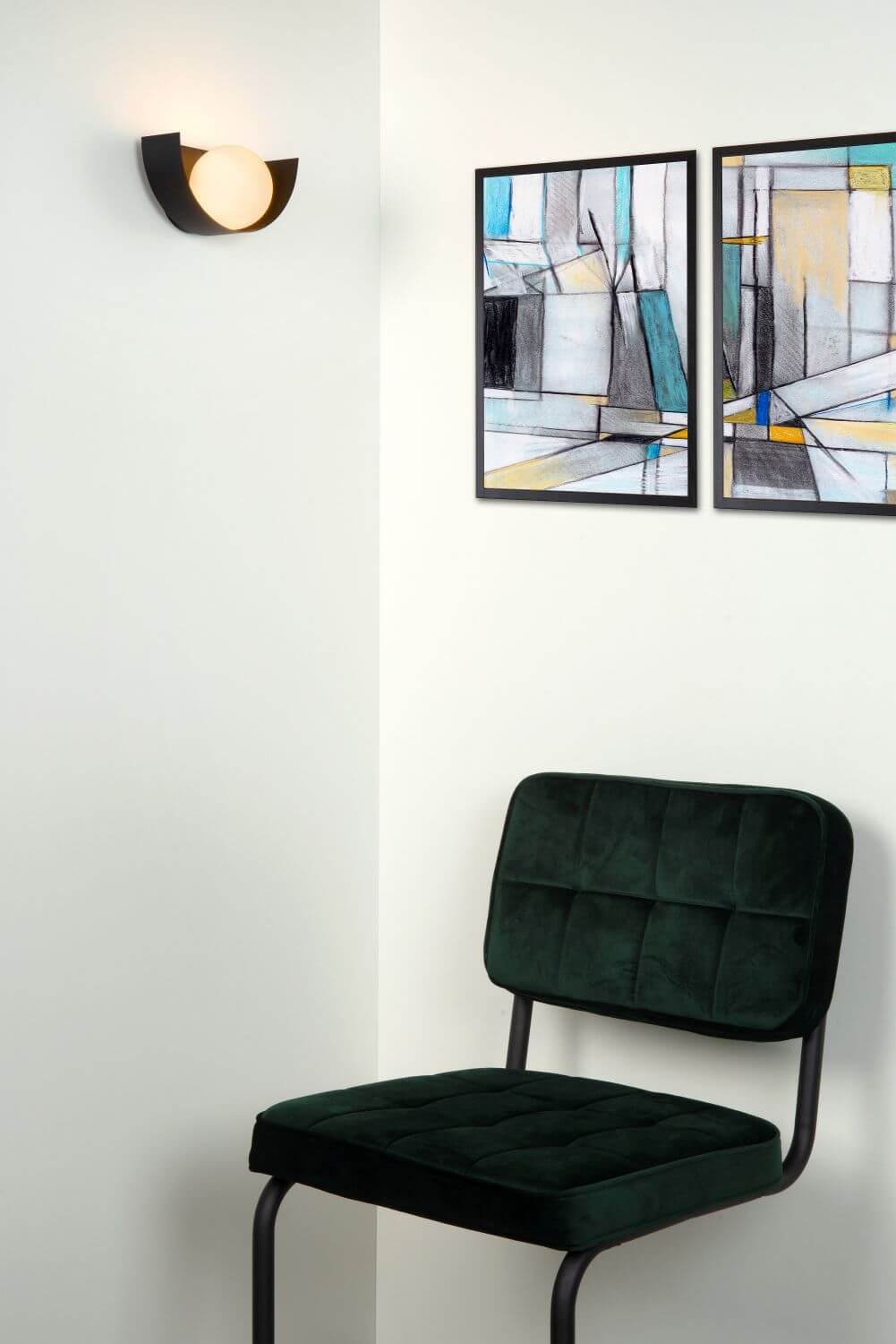Applique murale Benni noire et opale, verre