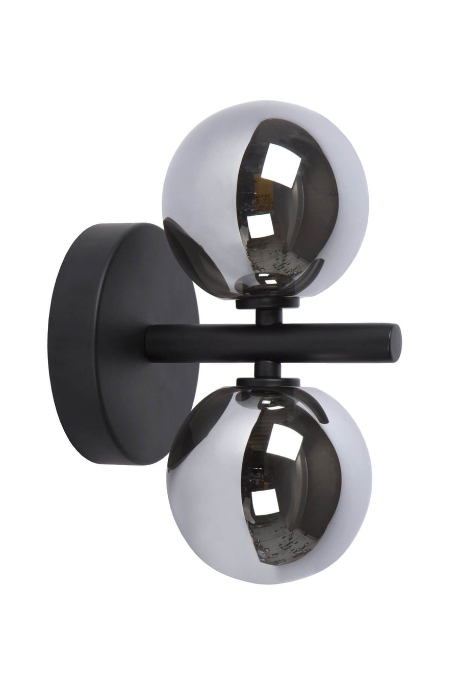 Applique murale Tycho 2 lumières noire et fumée, verre