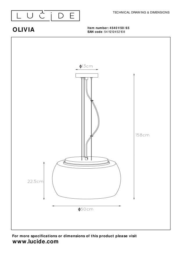 Suspension Olivia 3 lumières fumée et grise, verre (45401/50/65)