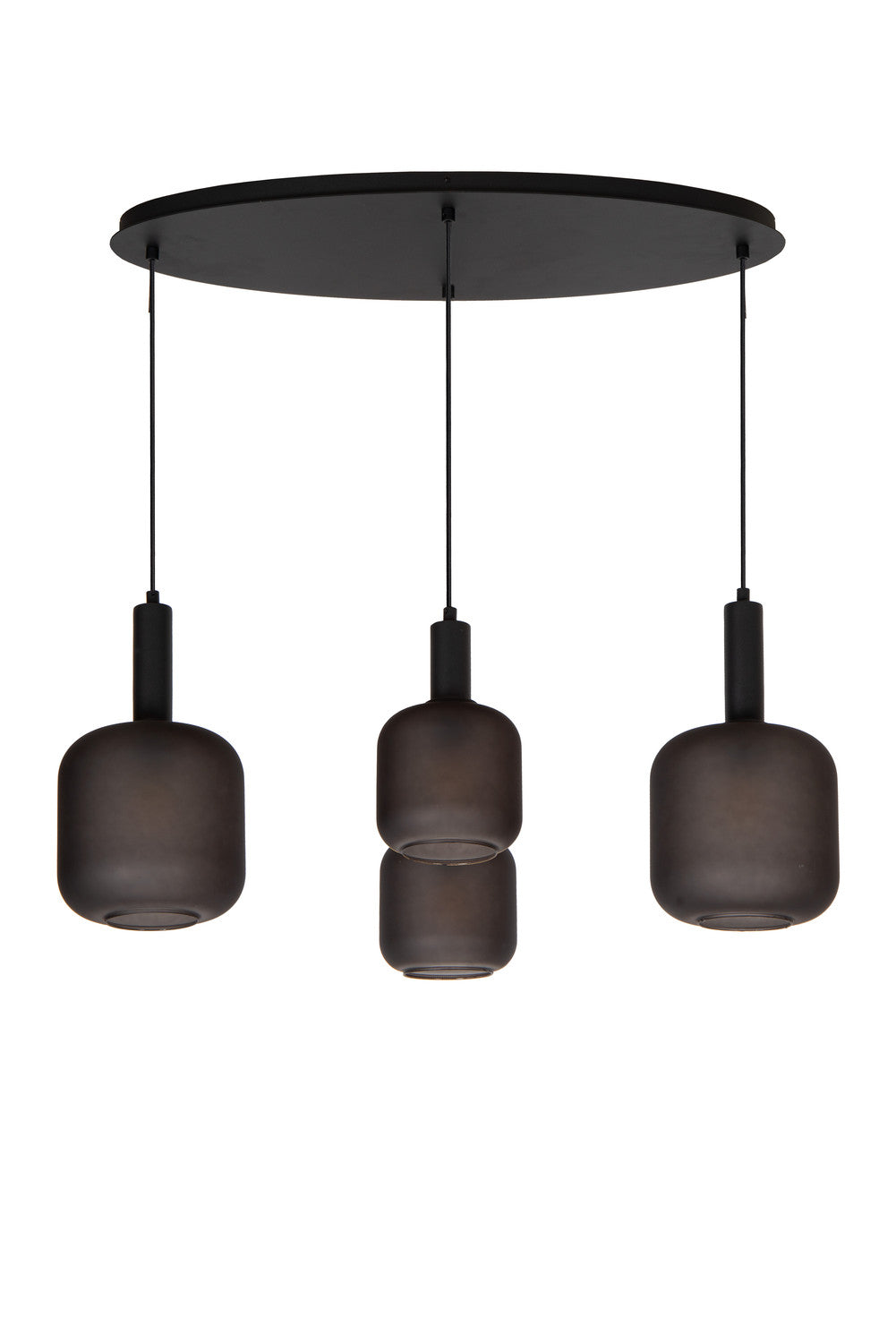 Suspension Eloise 4 lumières noire, verre