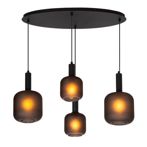 Suspension Eloise 4 lumières noire, verre