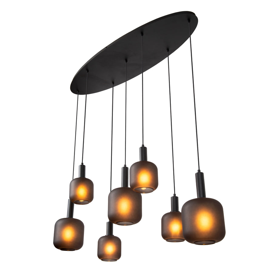 Suspension Eloise 7 lumières noire, verre