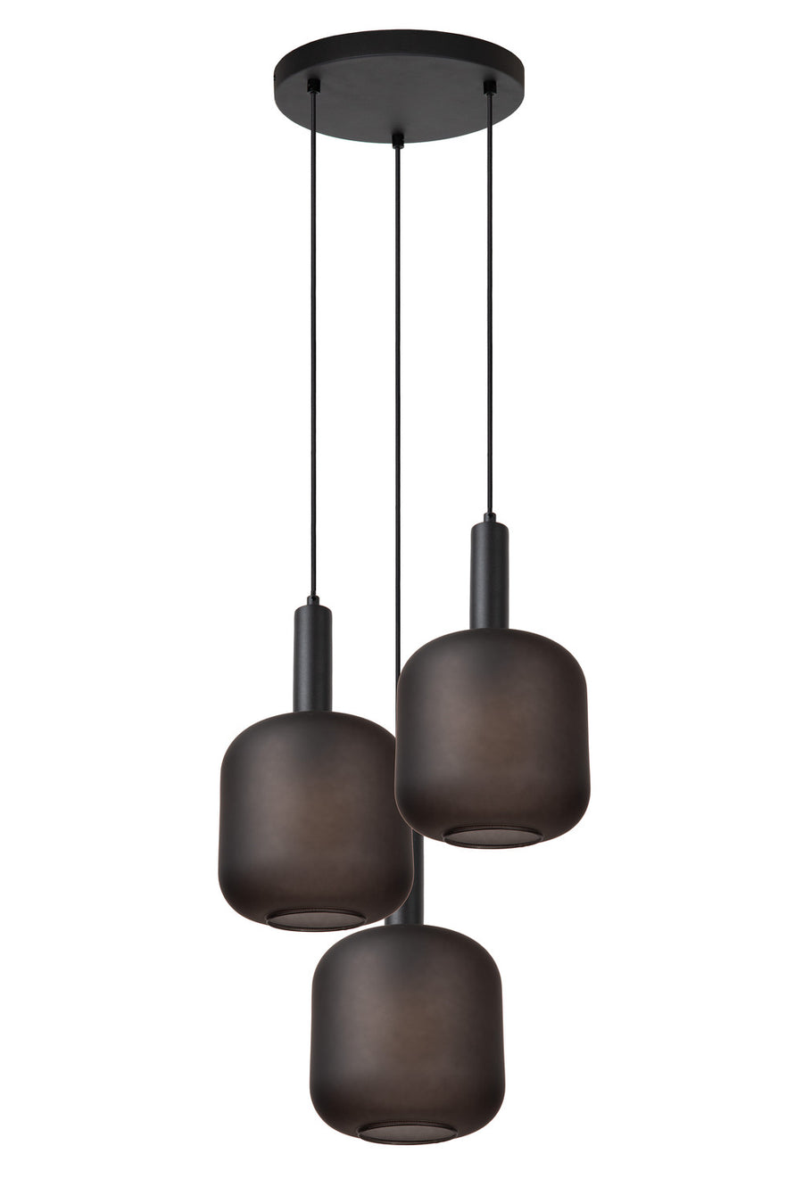 Suspension Eloise 3 lumières noire, verre