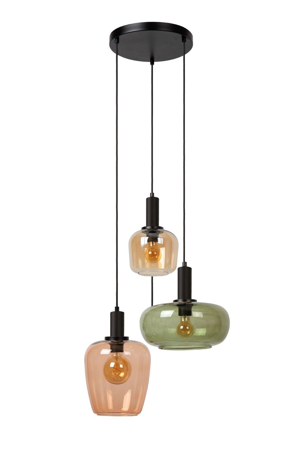 Suspension Ilona 3 lumières noire, verre